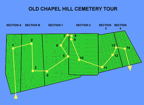 Map of cemetery tour
