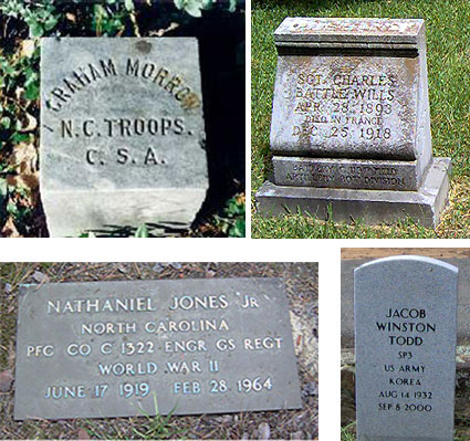 Photographs of veterans' gravestones