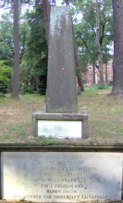 Photograph of obelisk marking Caldwell's burial site