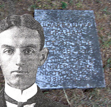 Photograph of Graham and his gravestone 